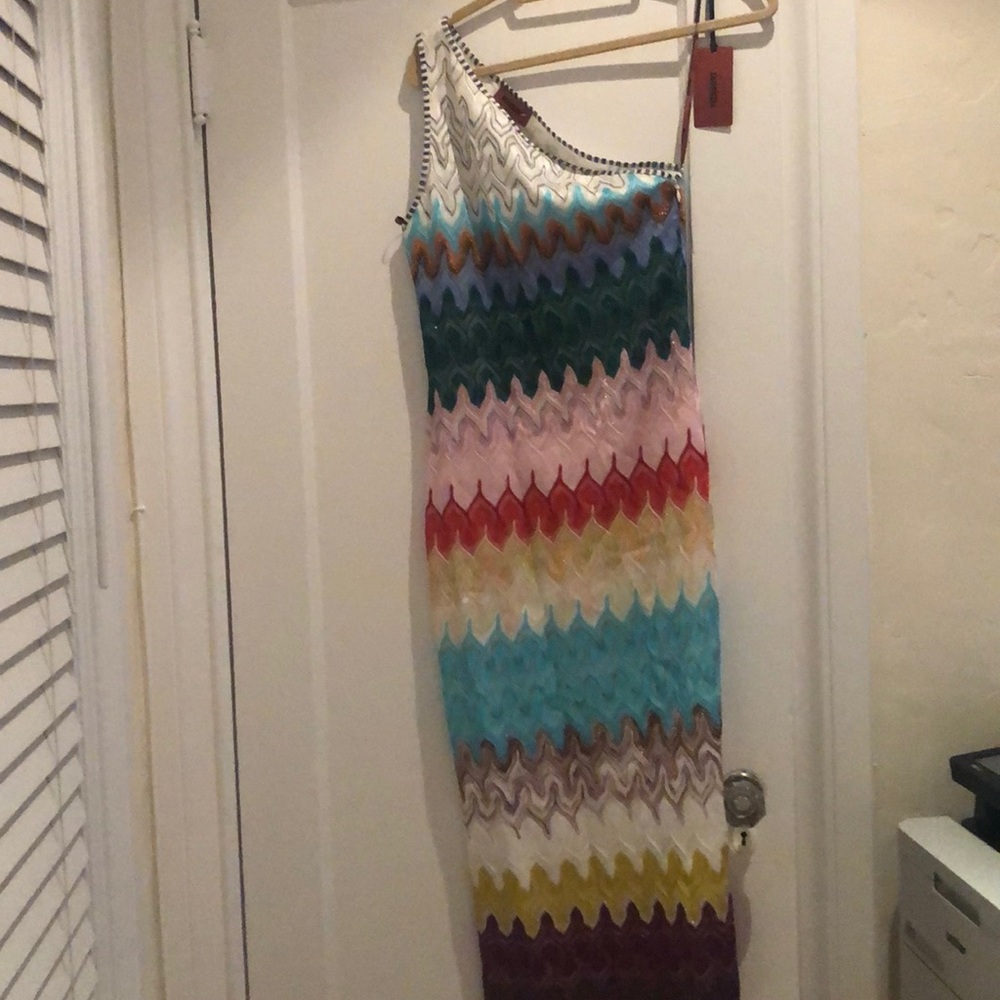 NWT Missoni One Shoulder Colorblock Dress Size S